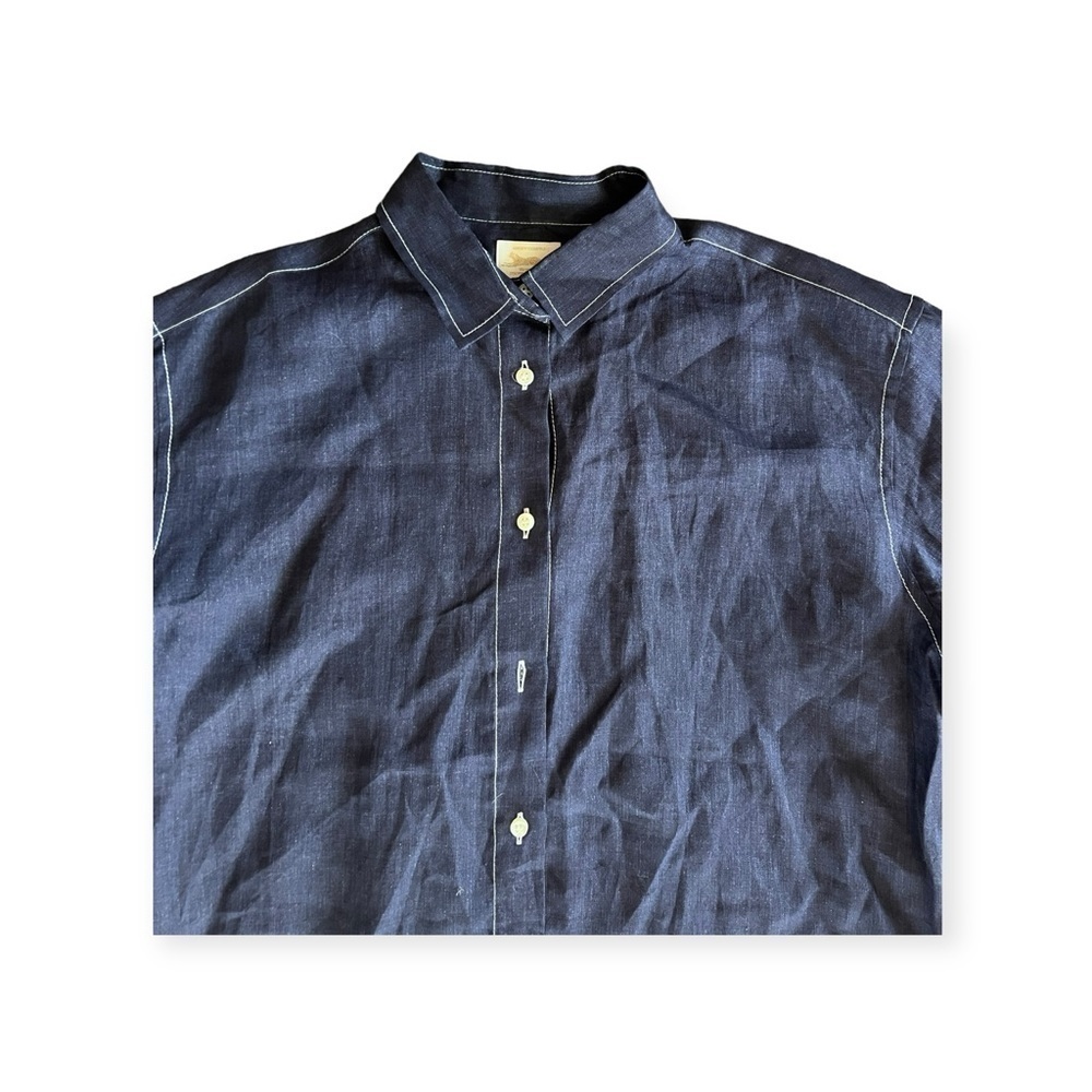 Journal Standard L'essage top blue linen button front large - Picture 2 of 8